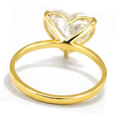 ラボグロウンホワイトダイヤモンドイエローゴールドハートリング