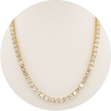 ラボグロウンホワイトダイヤモンドイエローゴールドテニスネックレス