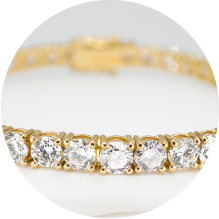 ラボグロウンホワイトダイヤモンドイエローゴールドテニスブレスレット