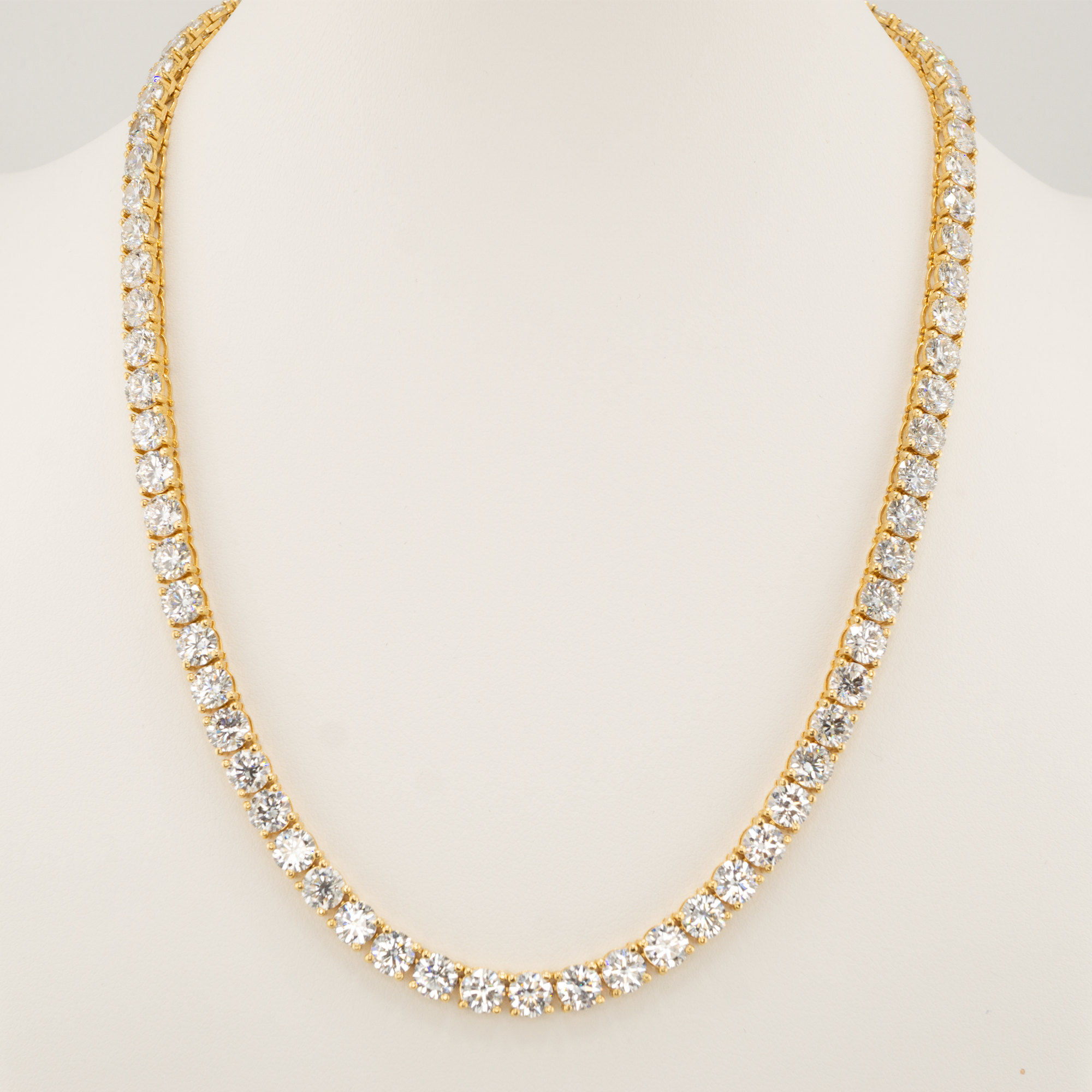 ラボグロウンダイヤモンド ゴールドテニスネックレス スクエア - 42ct