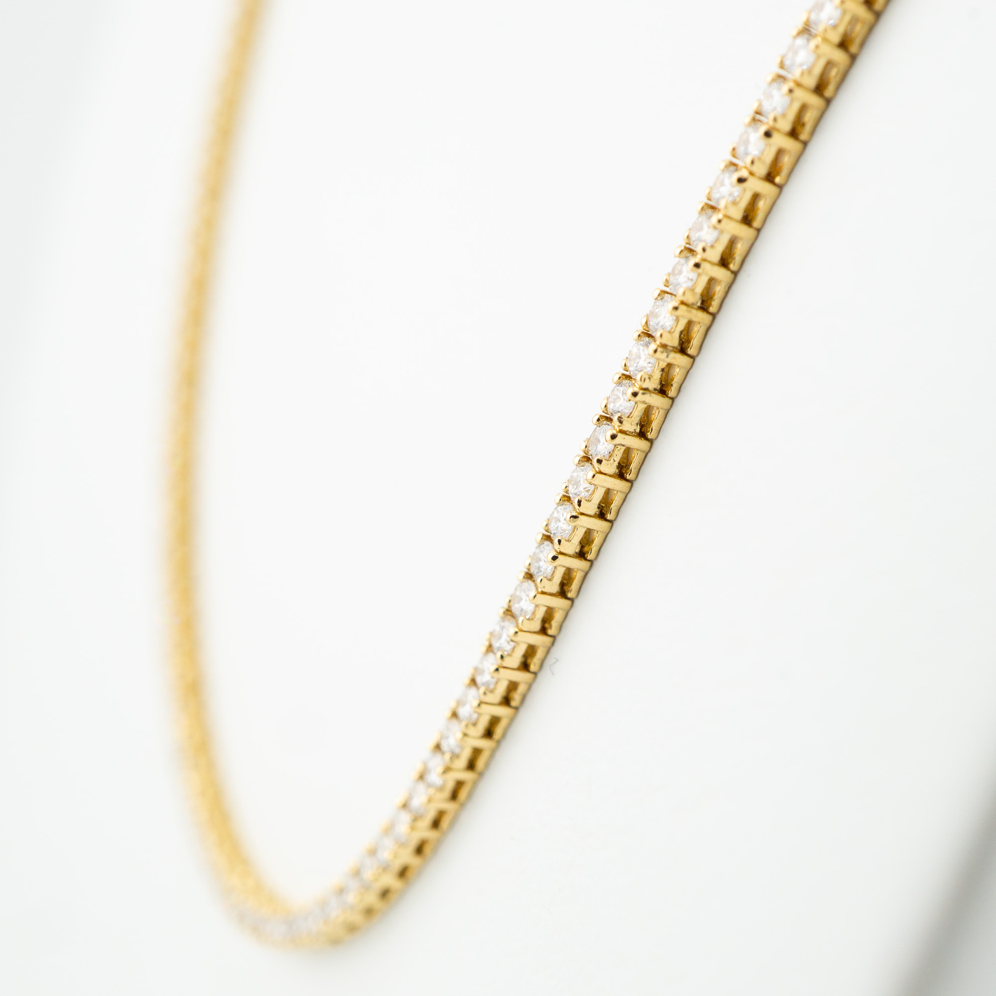 ラボグロウンダイヤモンド ゴールド テニスネックレス ラウンド - 5ct